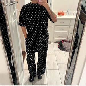 Dressed in LALA Black and White Polka Dot Set